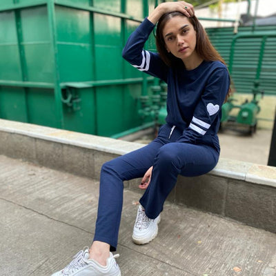 100% Recycled Cotton Navy Heart Co Ord Set