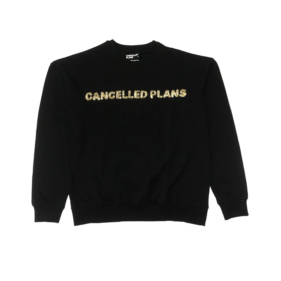 Jayanti Reddy x Cancelled Plans 100 % Recycled cotton Sweatshirt  Black and Gold
