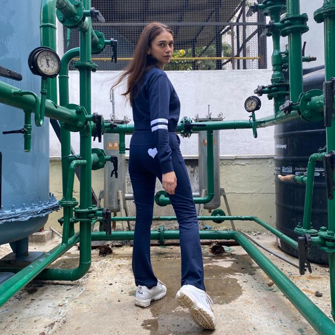 100% Recycled Cotton  Navy Heart Co Ord Set